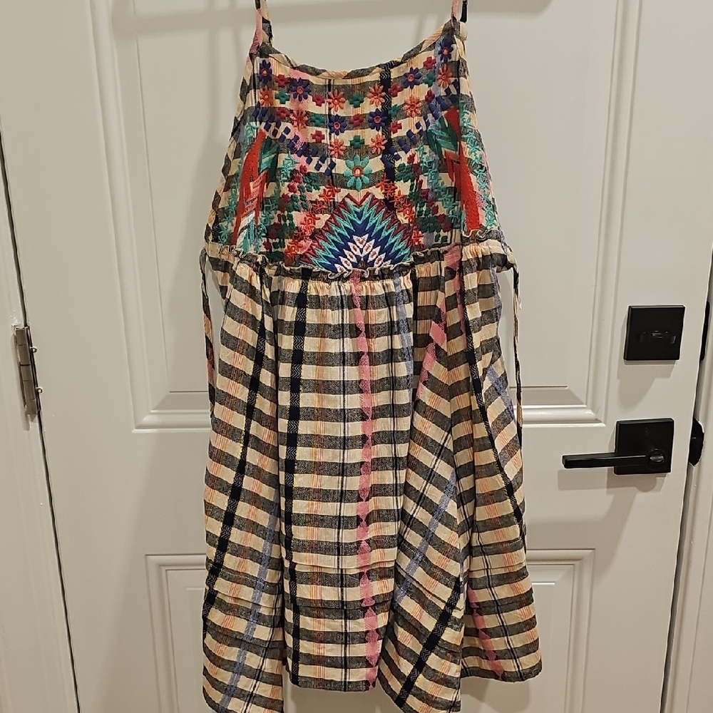 Urban Outfitters NWT Embroidered Apron Mini Dress Size Large Adjustable Straps